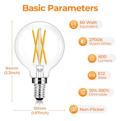 E12 LED Bulb Dimmable (2700k Warm White / E12 Small Base)