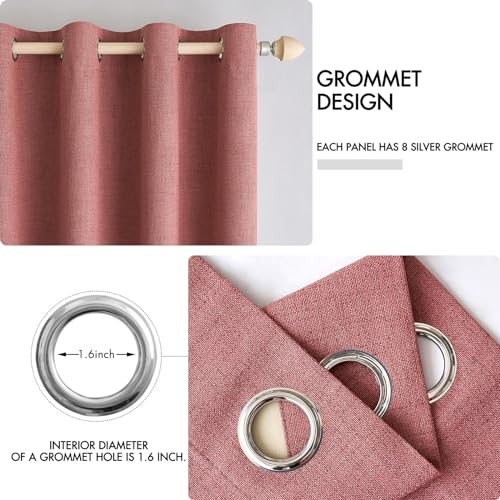 100% Blackout Linen Curtains for Bedroom 42x90 Inches Dusty Rose (Dusty Rose / 42"W x 90"L (Pack of 2))