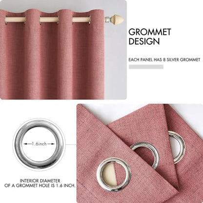 100% Blackout Linen Curtains for Bedroom 42x90 Inches Dusty Rose (Dusty Rose / 42"W x 90"L (Pack of 2))