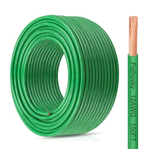 THHN Wire 12 Gauge 150FT Stranded Copper Electrical Building Wire 600V with Nylon Sheath & PVC Insulation (Green / 12AWG 150FT)