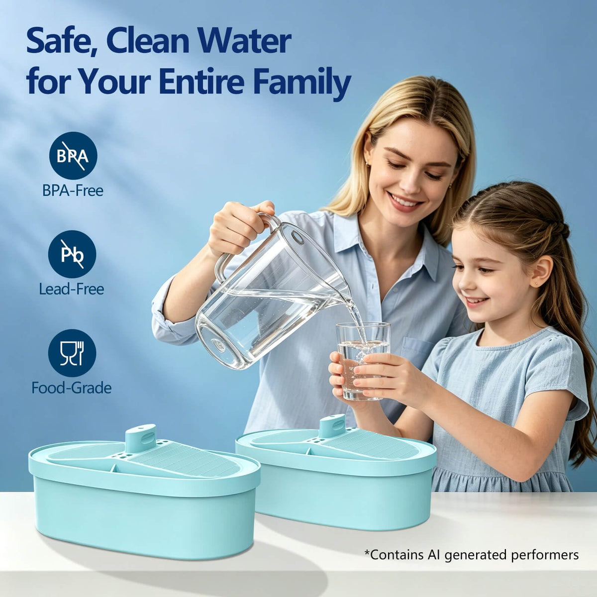 3 Pack Alkaline Water Filter Replacement Filter for Waterdrop® WD (Blue)