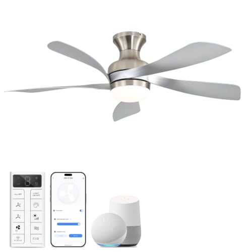 42 Inch Smart Ceiling Fans with Lights and Remote (Silver+Nickel / 42inch Max)