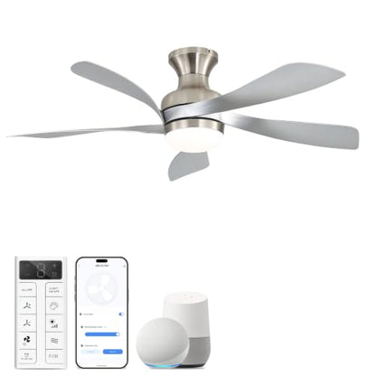 42 Inch Smart Ceiling Fans with Lights and Remote (Silver+Nickel / 42inch Max)