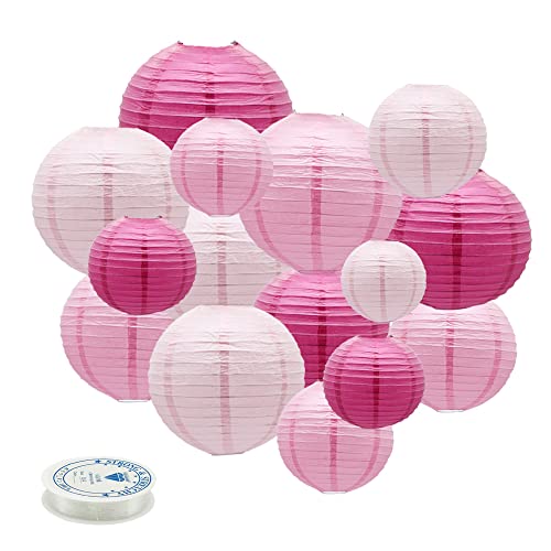 Round Chinese Paper Lanterns Decorative 15pcs for Wedding Birthday Party Baby Showers Decoration¡­