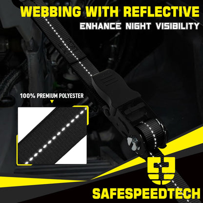 Ratchet Tie Down Straps 4pk 1" x15ft 1650lbs Motorcycle Tie Down Straps (Black / 1650LB - 15Ft)