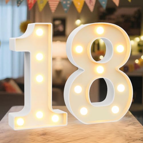 8.86 Inch Marquee Light Up Numbers 18 for Party Decorations (Number 18 / 8.86 in)