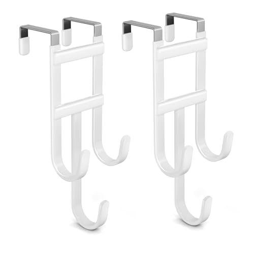 2 Packs Over the (White / Long hooks-2 Packs Fit 1 1/2" Interior Door)