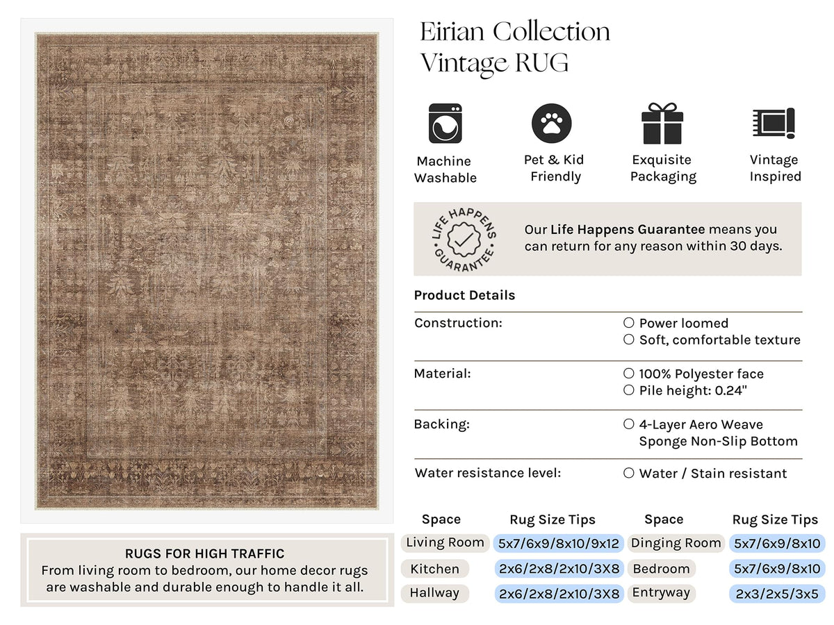 Classic Brown 3x5 Neutral Area Rugs for Living Room (Classic Brown / 3' x 5' (Rectangular))