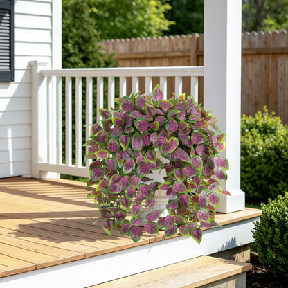Fake Plants Artificial Hanging Plants for Outdoors Outside Decor (Coleus-purple)