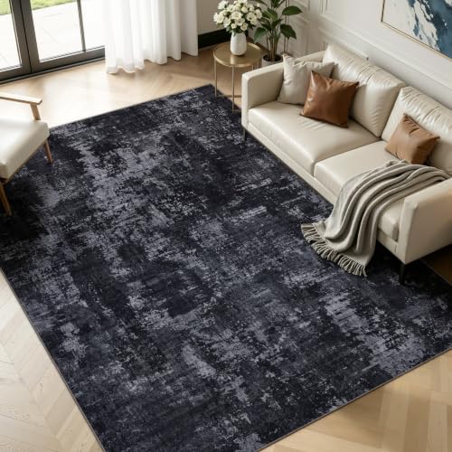 4x6 Washable Area Rug (Black & Grey / 4' x 6' (Rectangular))