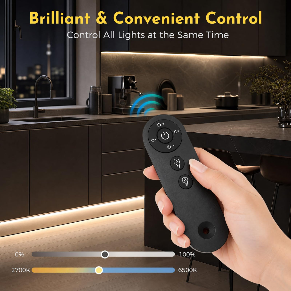 0.3in Ultra Thin Linkable Under Cabinet Lighting Bar Plug (Touch+Remote / Silver)