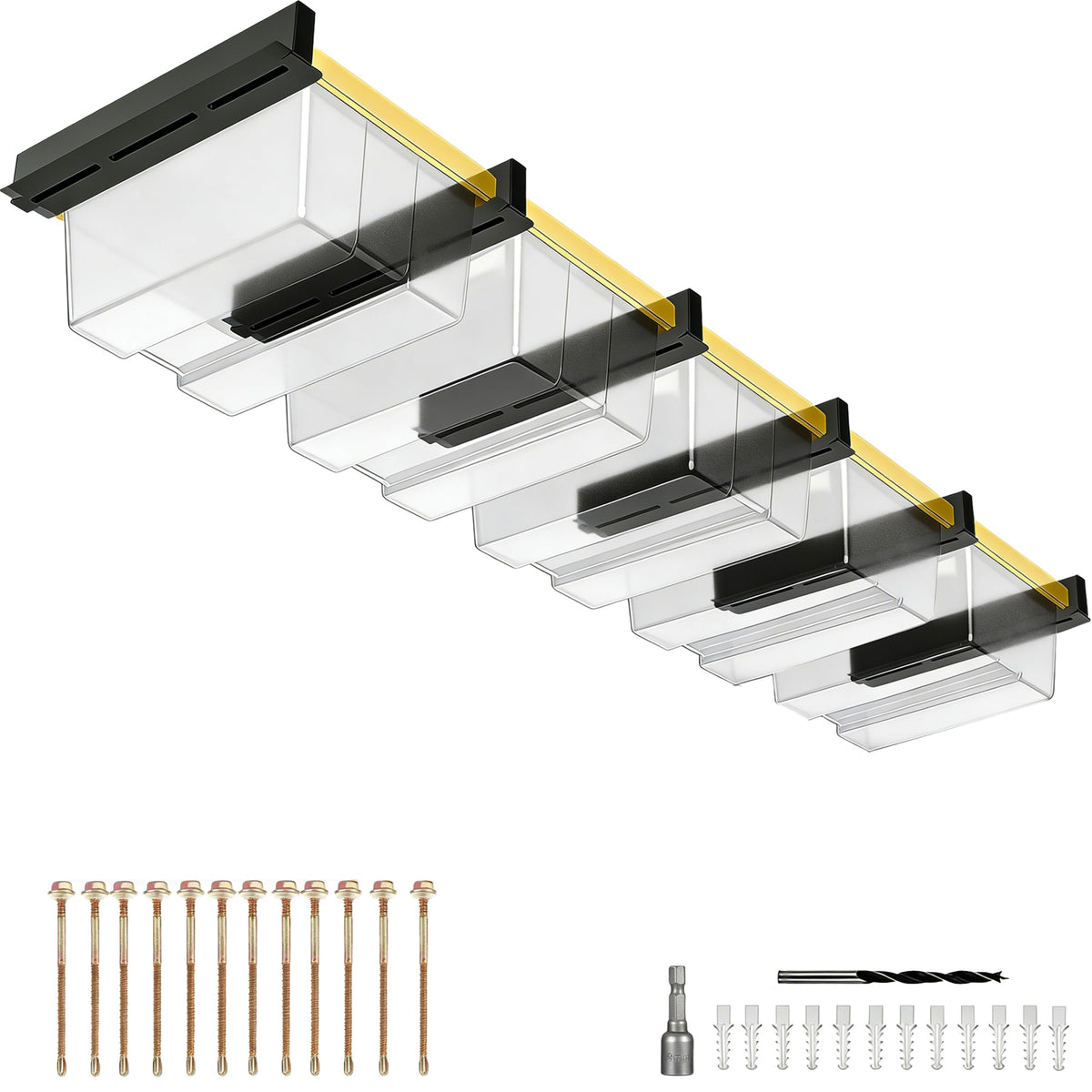 6 Pack Overhead Garage Storage Rack (Black)