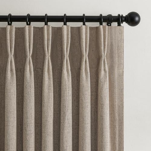 120 Inch Extra Long Dark Flax Pinch Pleat Curtains for Dining Room (Darkflax / 50"W x 120"L (Pack of 2))