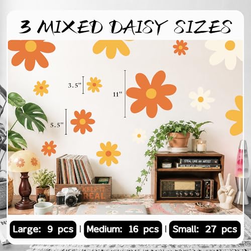 52 Pcs Large Groovy Daisy Wall Decals (Groovy)