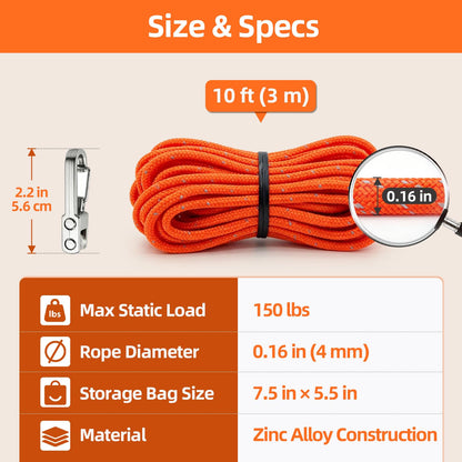 6 Pack Rope Tensioner Set with Alloy Buckles and Storage Bag (Orange / 6-Pack)