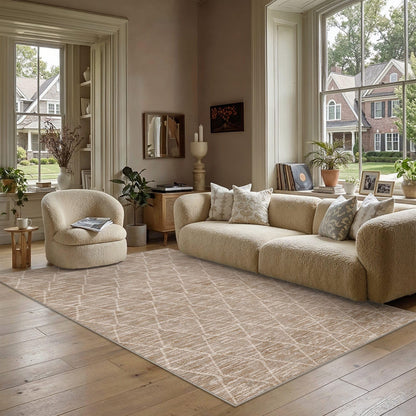 5x7 Area Rug Brown Washable Rugs for Living Room (L| Brown / 5' x 7' (Rectangular))