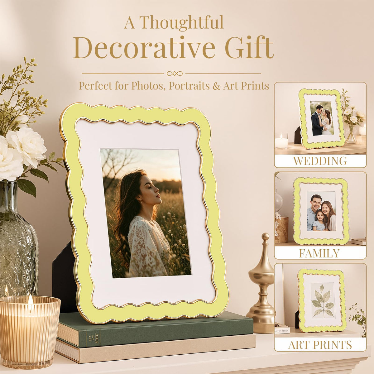 8x10 Scalloped Wavy Metal Picture Frame (Butter Cream / 8x10)