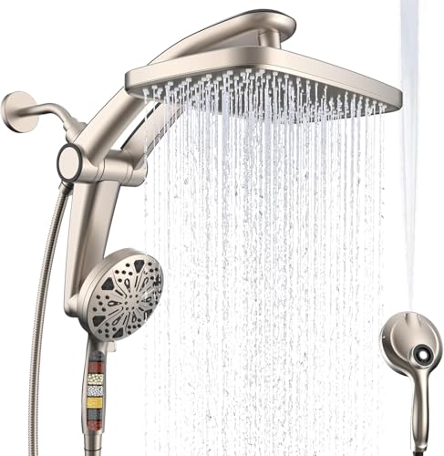 12 Inch High Pressure Rain Shower Head with Handheld Spray Combo (Brushed Nickel)