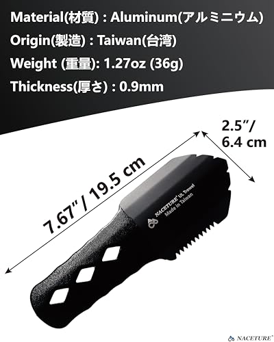 Ultralight Backpacking Trowel Aluminum Shovel Small Potty Multitool with Longer Handle Design Essential for Hiking
