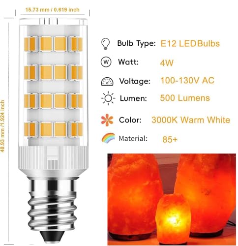 Salt Lamp Bulbs E12 T20 C7 5W 110V 2700K Warm White Light 400lm for Himalayan Salt Lamps & C7 Replacement Bulbs