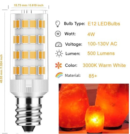 Salt Lamp Bulbs E12 T20 C7 5W 110V 2700K Warm White Light 400lm for Himalayan Salt Lamps & C7 Replacement Bulbs