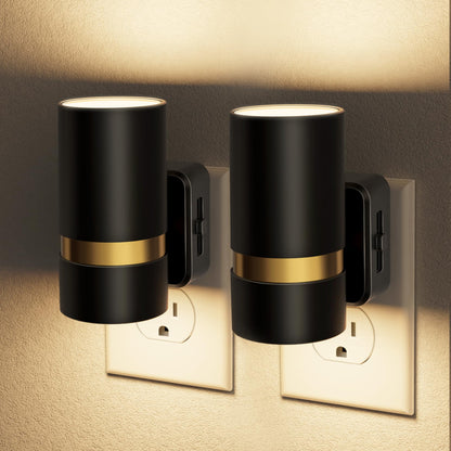 Night Lights Plug into Wall (Black-3000K / 2 Pack)