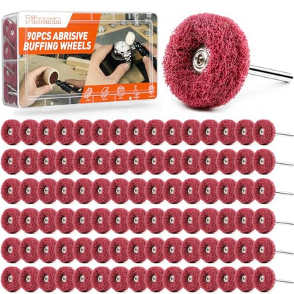 90 Pack 1 inch Abrasive Wheel Buffing Polishing Wheel Set for Rotary Tool