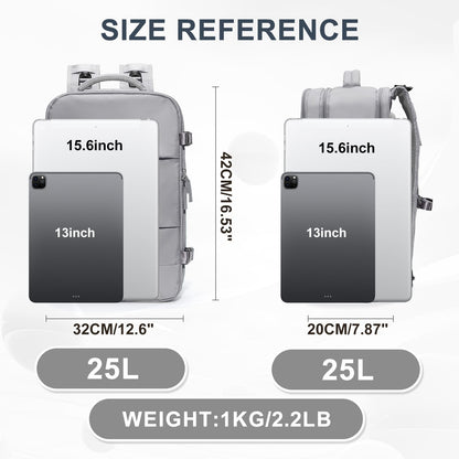 Travel Backpack For Women Men (Grey / 25 liters)