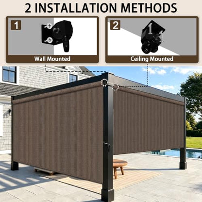 Outdoor Roller Shades for Patio (Mocha / 60"W x 96"H)
