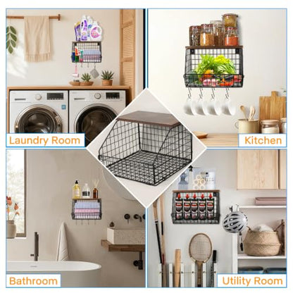 Laundry Room Shelves Wall Mounted with Storage Basket