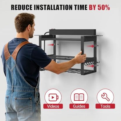 Power Tool Organizer Wall Mount with Charging Station