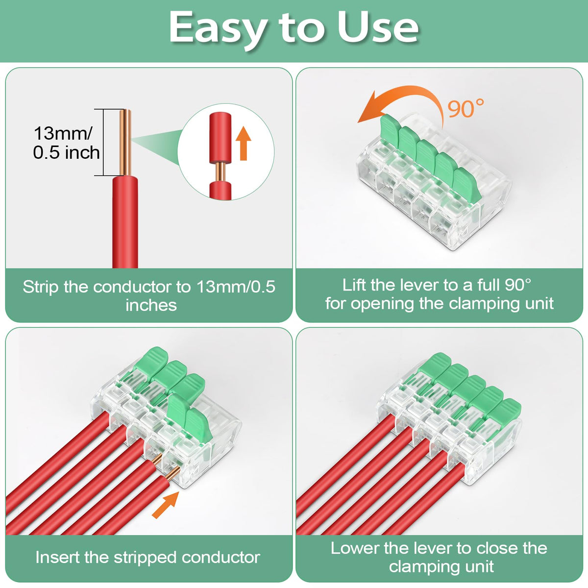 30PCS Lever Wire Connectors 5 Port Electrical Connectors Lever Nuts (5 Ports)