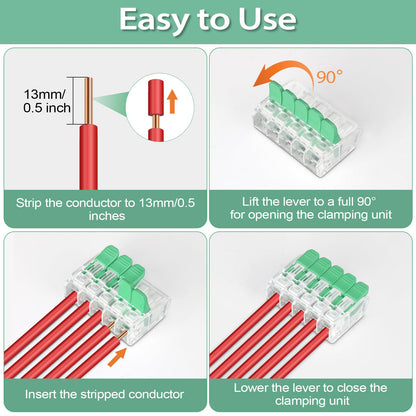 30PCS Lever Wire Connectors 5 Port Electrical Connectors Lever Nuts (5 Ports)