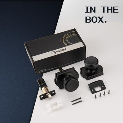 Black Door Knobs with Camelot Trim
