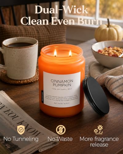 Cinnamon Pumpkin Scented Candle Fall Baking Spice Aroma for Halloween Decor (Large Jar / Cinnamon Pumpkin)