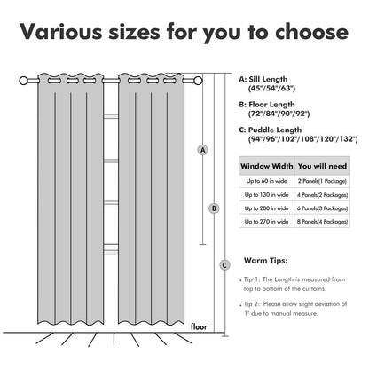 100% Blackout Linen Curtains for Bedroom 52x45 Inches Birch White (Birch White / 52"W x 45"L (Pack of 2))