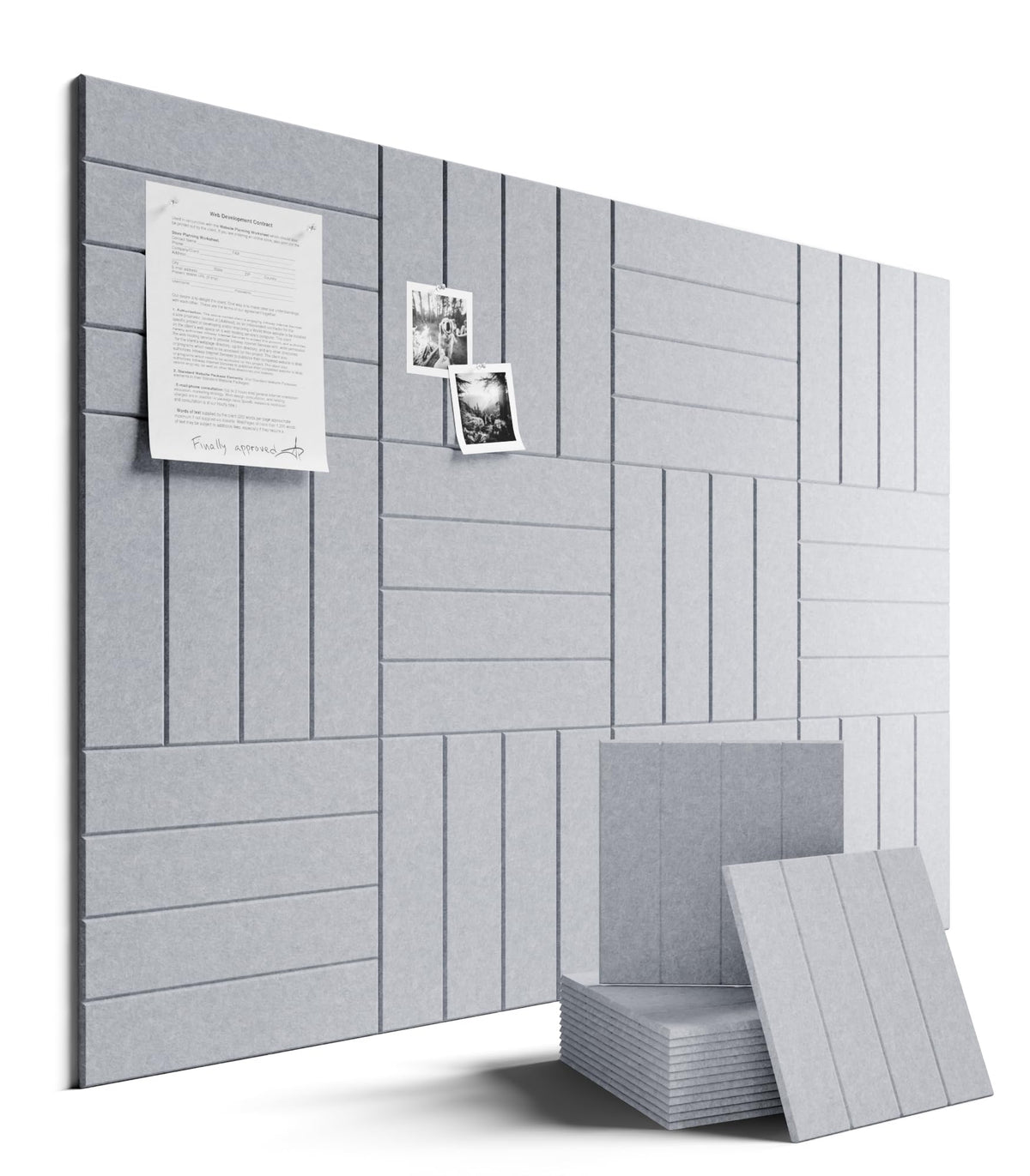 Felt Bulletin Board & Cork Board Alternative 48'' x 36'' (Soft Gray-1 / Bold-stripe 12-pack)