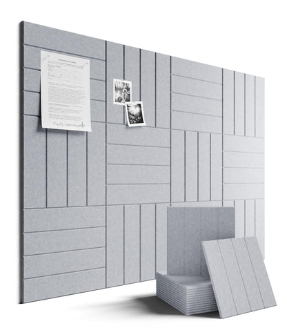 Felt Bulletin Board & Cork Board Alternative 48'' x 36'' (Soft Gray-1 / Bold-stripe 12-pack)