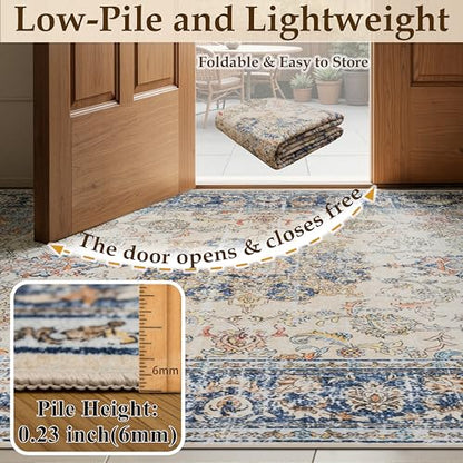 Washable Area Rug 5×7 for Living Room (Navy Brown / 5' x 7' (Rectangular))