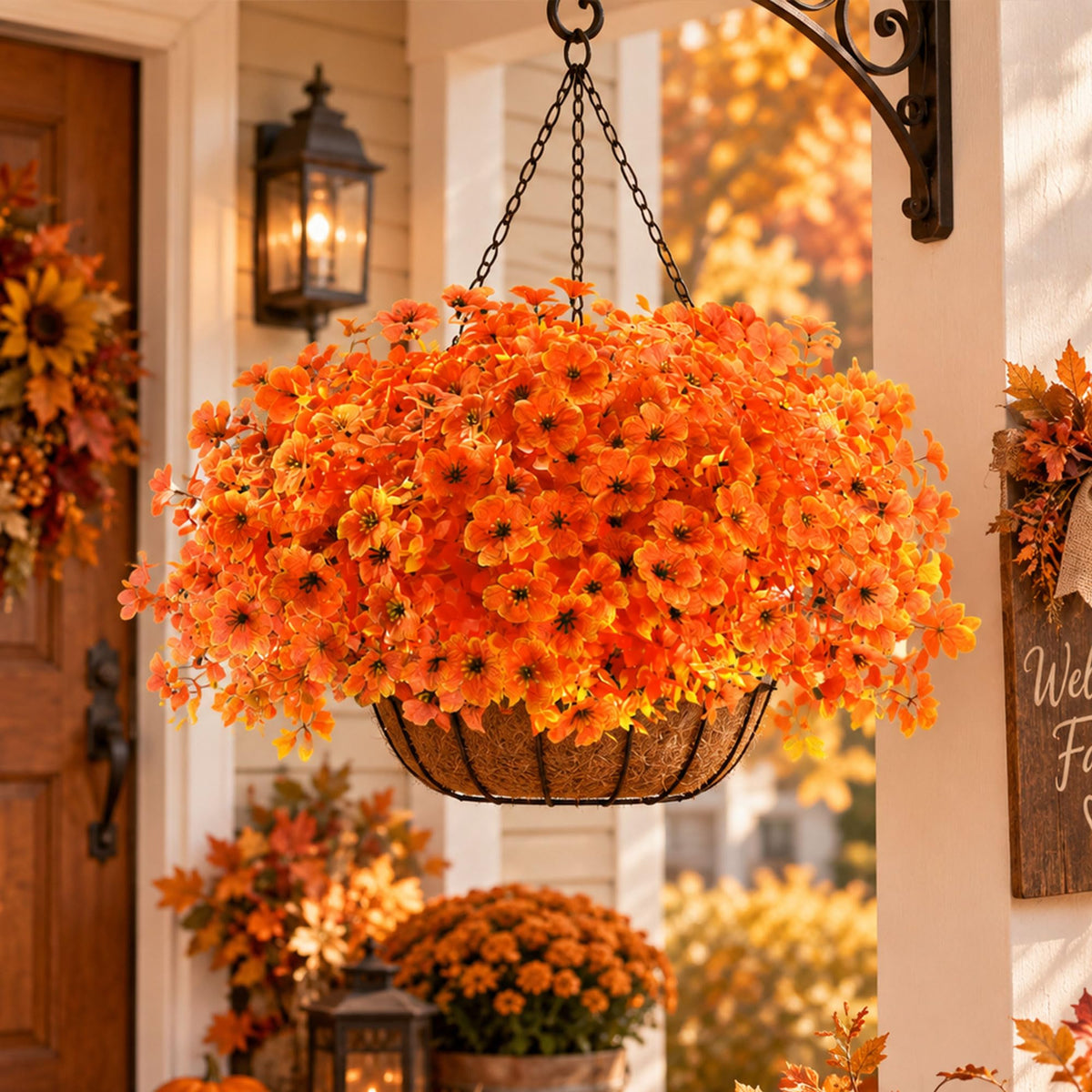 24Pcs Artificial Fall Flowers for Outdoors UV Resistant Decor