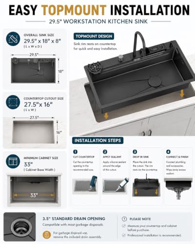 Kimates Waterfall Workstation Kitchen Sink