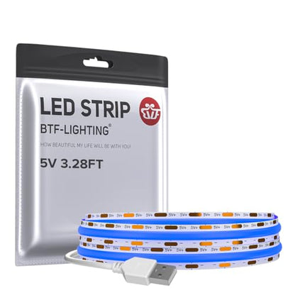 FCOB 5V USB Powered Blue Color COB LED Strip Lights for TV (Blue / 3.28FT)