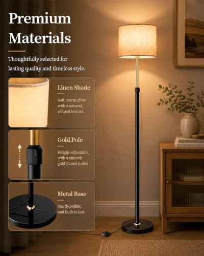 Upgraded】Floor Lamp for Living Room & Bedroom (Black Gold 2700K)