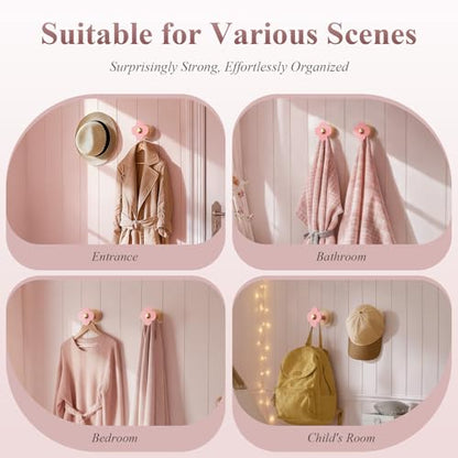 Upgreded Heavy Duty Coat Rack Wall Mount for Entryway (Pink / 2 Hooks)