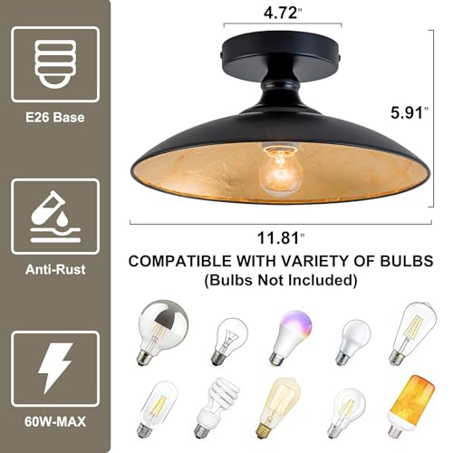 11.8In Modern Semi Flush Mount Light Fixture