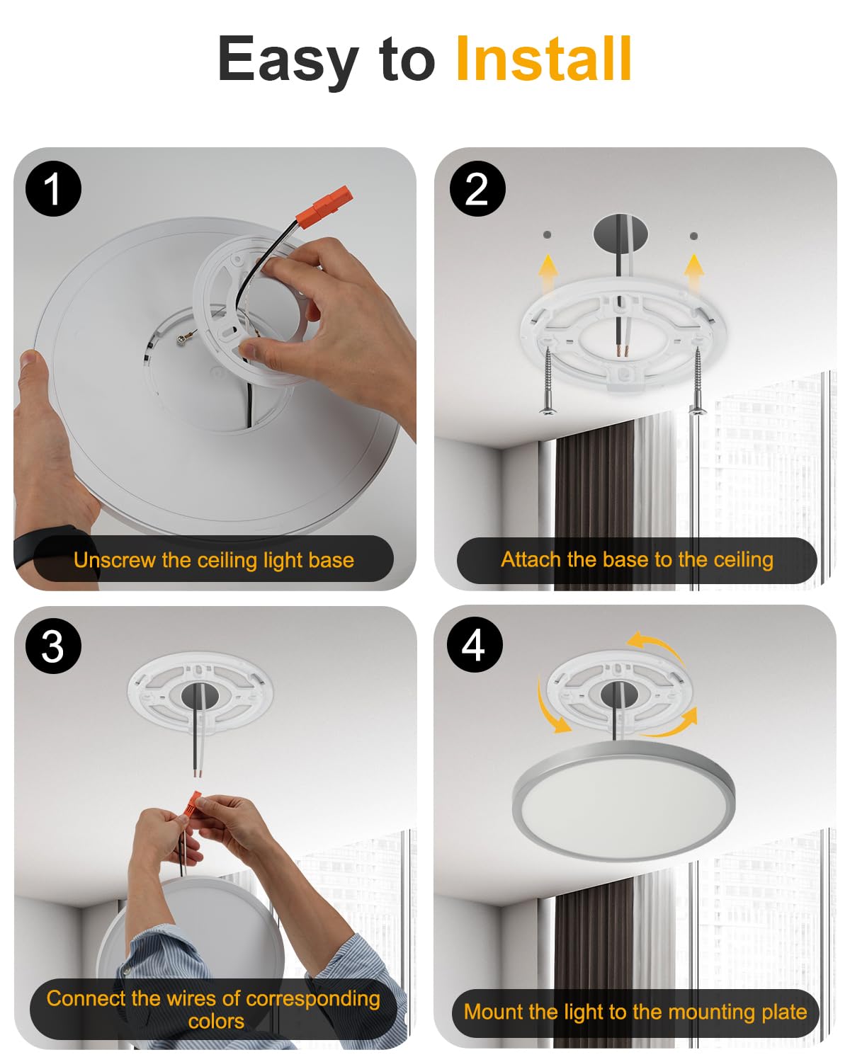 12 Inch Dimmable Ceiling Light (Silver / 12in - 6 Pack)