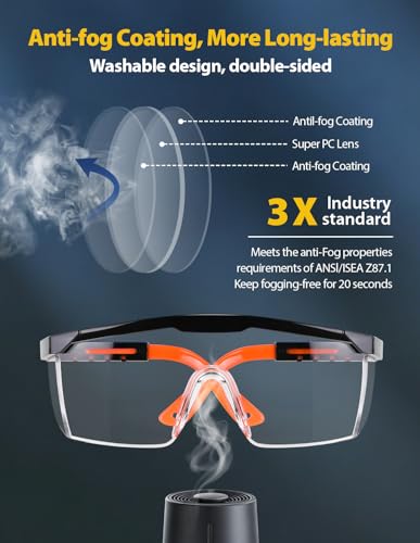 Safety Glasses 4 Pack Anti Fog (Clear)