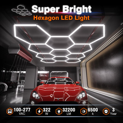 Dimmable Hexagon Garage Lights (11 HEX+NoBorder)