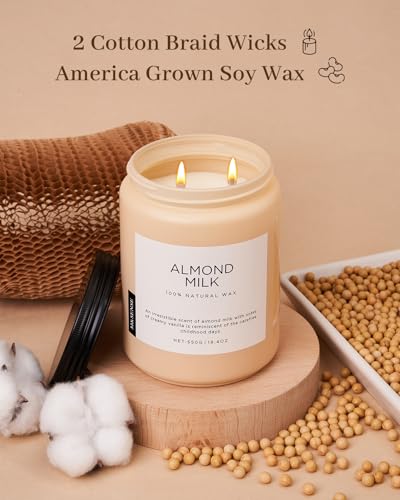Almond Milk Scented Candle Cozy Night Relaxation Non Toxic 19.4Oz (Large Jar / Almond Milk)