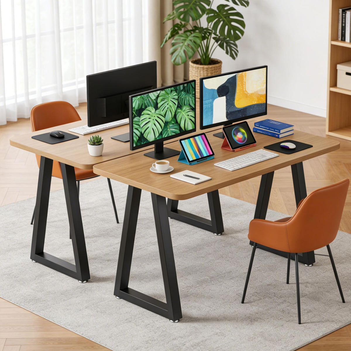 Metal Table Legs 28x17.7 Inch Trapezoid Desk Legs (H28" × W17.7" T)